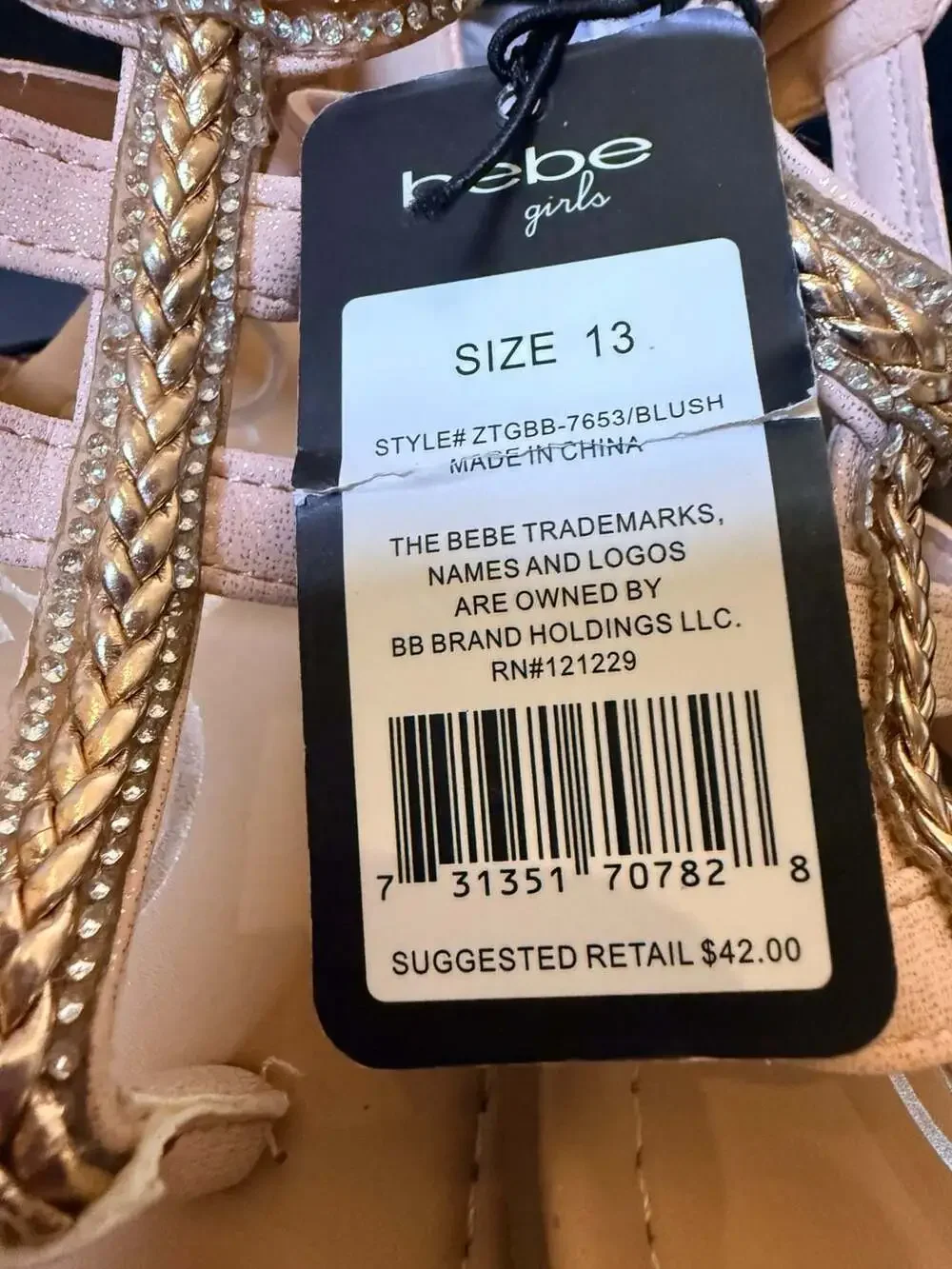 bebe Girls Blush Braided Strappy Flat Gladiator Sandal Size 13